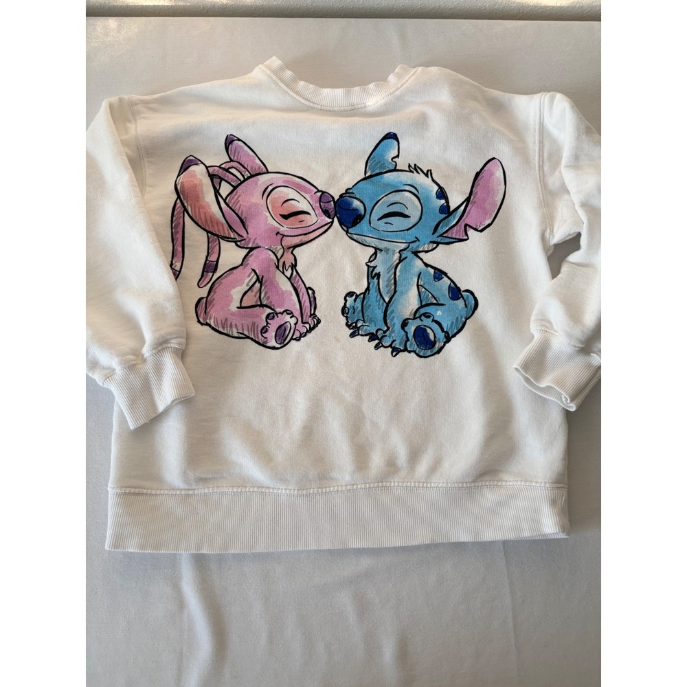 ZARA Kids Disney Classics Stitch and Angel White Graphic Sweatshirt Size 9-10